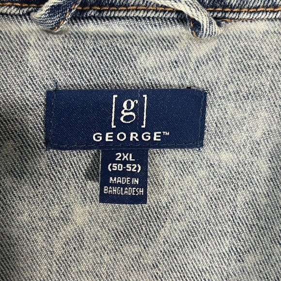 Mens Denim Trucker Jean Jacket Lt Wash Blue Retro Casual Relaxed Workwear 2XL - Picture 5 of 9